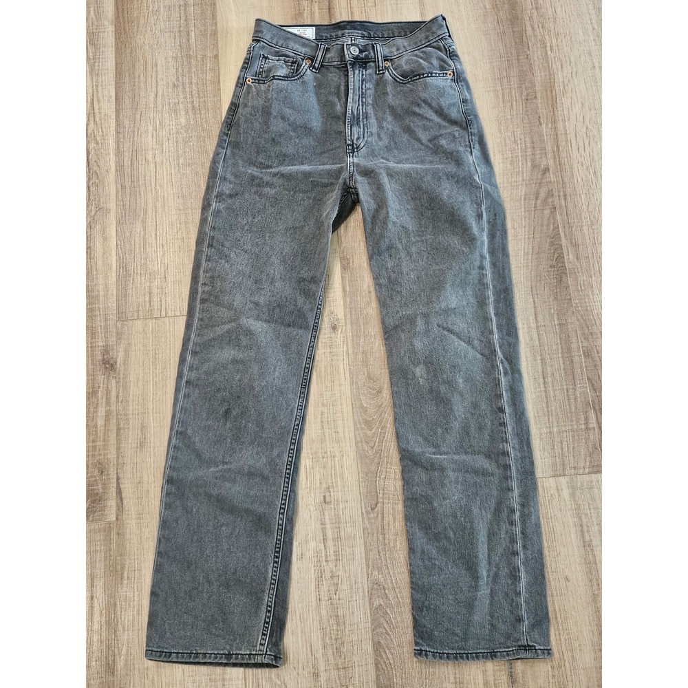 Gap Womens 25 0 Loose High Rise Jeans Gray Wash Straight Leg Stretch Denim